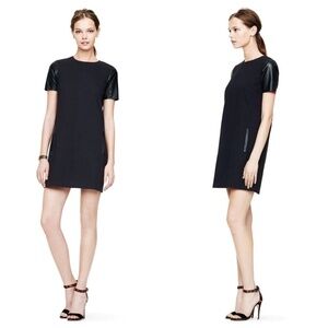 Club Monaco Black Leather Cecilia Shift Women's Dress Size 2